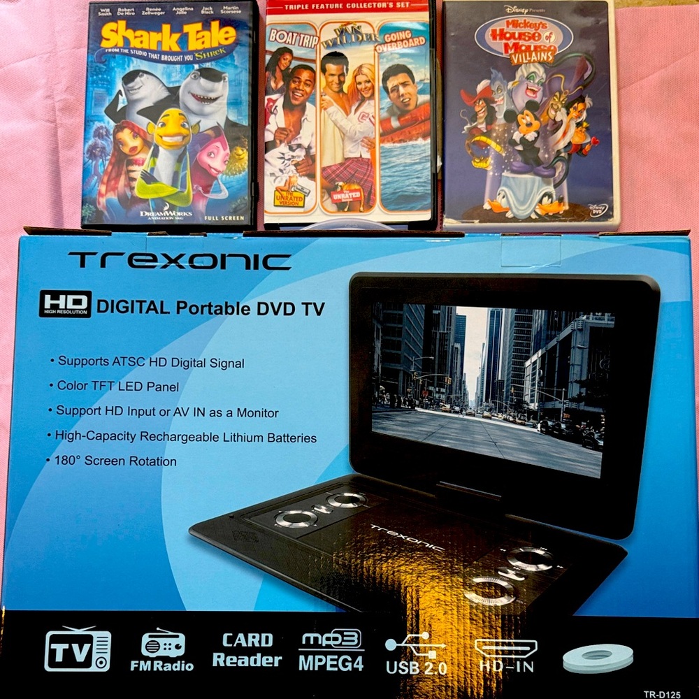 Black Portable DVD Player with HD Display